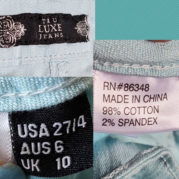 Tru Luxe Pastel Mint Green Embellished Skinny Capri Jeans - Picture 6 of 6